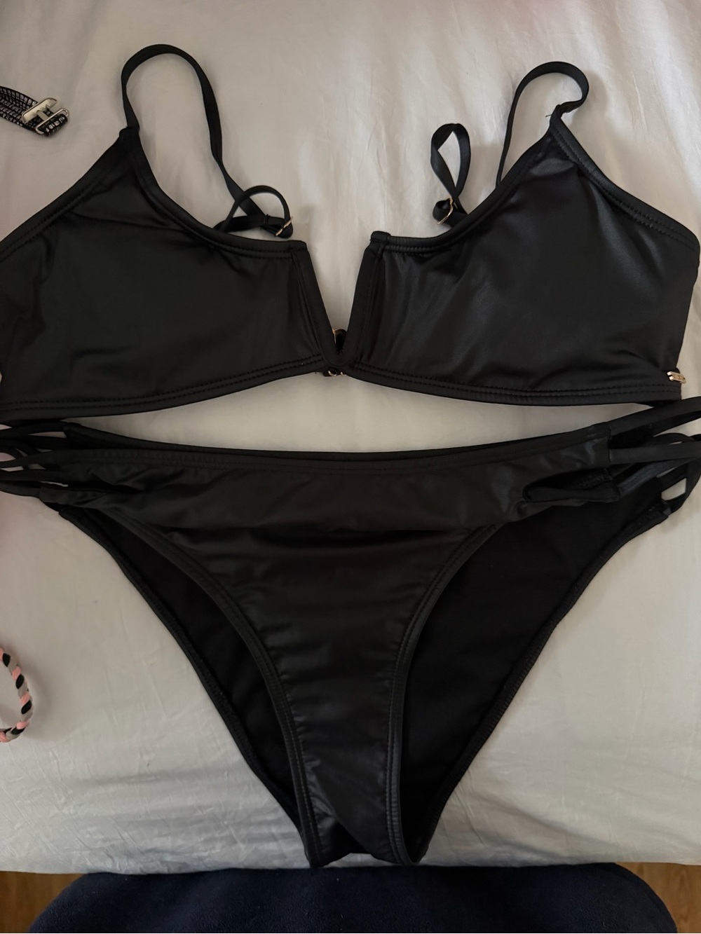 XOXO Black Strappy Bikini Set